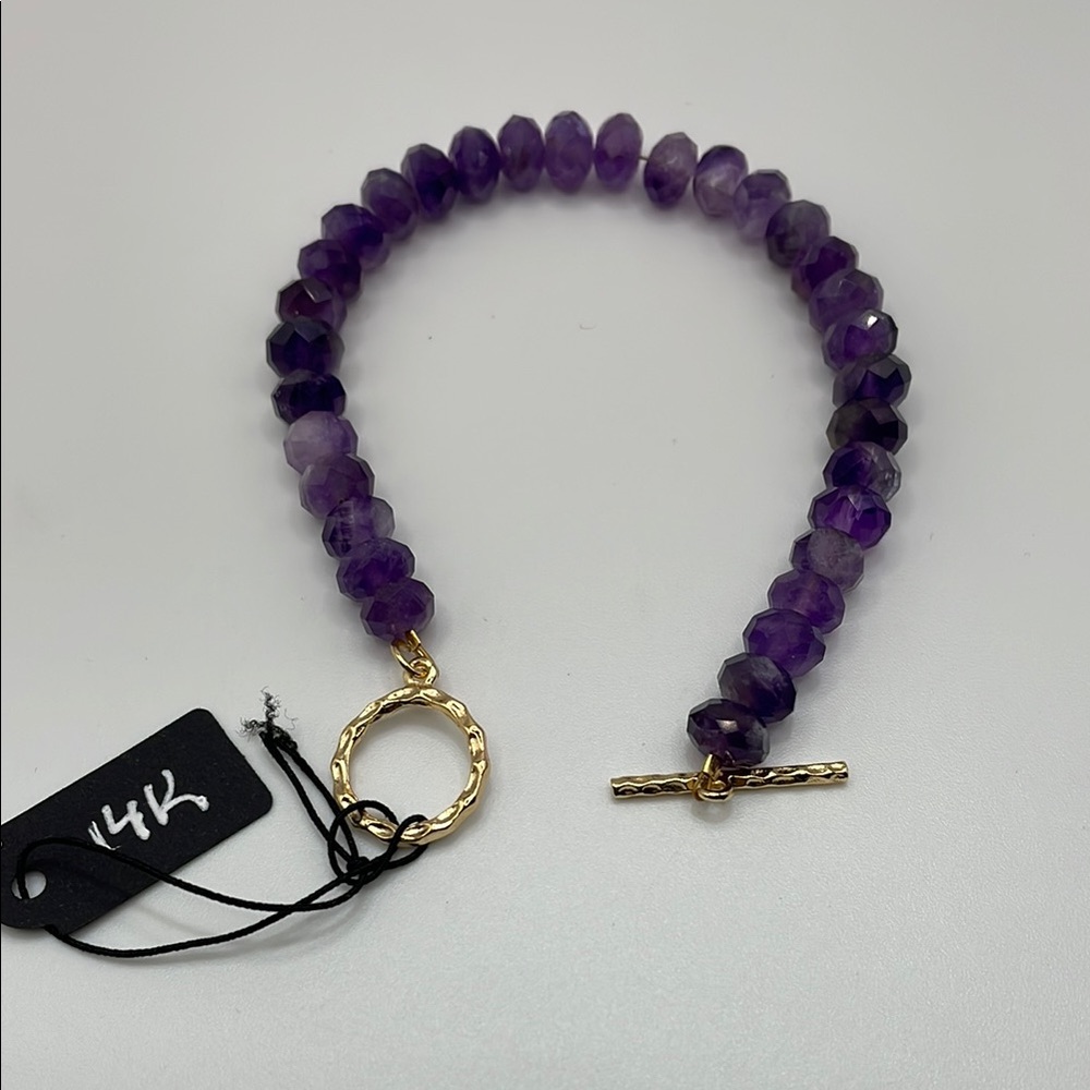 Deep Purple Amethyst Bracelet with 14k Gold Accents